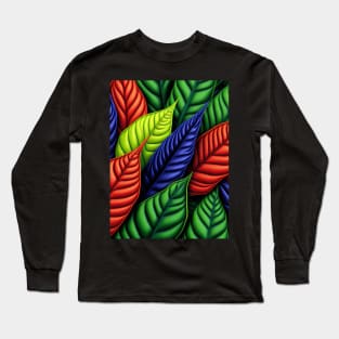 Brightly Coloured Leaves Pattern Long Sleeve T-Shirt